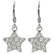Diamond Cubic Zirconia Pave Star Platinum Overlay CAREFREE Sterling Silver Drop Earrings