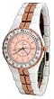 Oniss #ON8103-LRG Women's Midsize Rose Gold Trim White Ceramic Watch