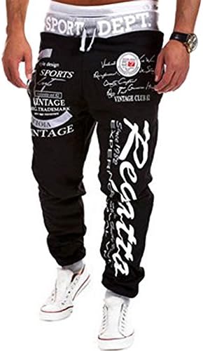 Oulifa Men's Casual Printing Sport Baggy Jogger Long Pants