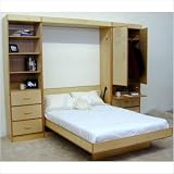 Wallbeds Basic Birch Wallbed Series Basic Birch Vertical Queen Murphy Bed With Pier Tower And Guest Cabinet