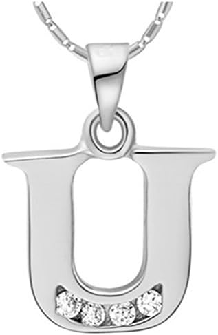 MOSHIRLEY Silver plated Letter U Silver Pendant Necklace With Chain Crystal Valentine's Day Gift Ulove
