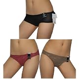 3 PACK: Ladies Mesh Lace Thong Panties Underwear / Knickers - 8 / XL
