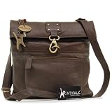 Umhängetasche “Dispatch” aus Leder von Catwalk Collection – Braun – Größe: B: 28 H: 27 T: 3 cm