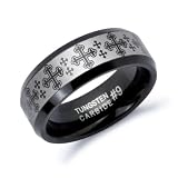 8mm Black Plated Celtic Cross Tungsten Carbide Ring Band Sizes 8 to 13