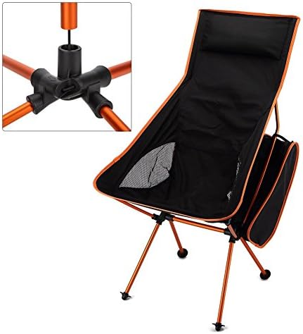 Portable Outdoor Folding Chairs, 2.75 Pounds Ultralight Camping Chair (Load-bearing 330 Pounds) + Zipper Carry Storage Bag for All The Peices (Orange)