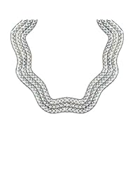 3 Row Platinum Grey Freshwater Cultured Pearls on Grey Leather Cord, 17+1.5"