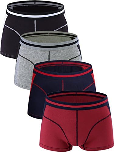 Neleus Men's 4 Pack Micro Trunk Underwear,650,Black,Dark Blue,Grey,Red,USA M,Tag L