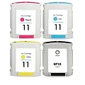 InkUnity - HP 10 Compatible Black & HP 11 Cyan (Blue), Magenta (Red), Yellow Printer Ink Cartridges Pack High Capacity C4844A & C4836A & C4837A & C4838A For BUSINESS Inkjet 1200