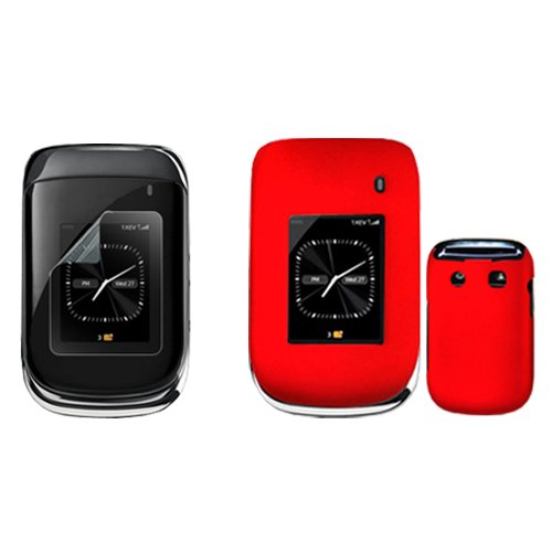 iNcido Brand Blackberry Style 9670 Combo Rubber Feel Red Protective Case Faceplate Cover + LCD Screen Protector for Blackberry Style 9670