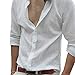 Zbrandy Mens Cotton Linen Blend Shirts Ultra Light Colorful Shirts Colour White Size L