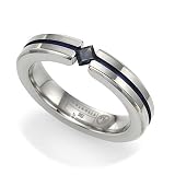 Titanium and Blue Sapphire 4mm Ring