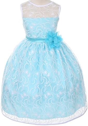 Flower Girls Dress Aqua Quality Lace Dress Pageant Wedding Girl 2-14