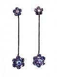 Earrings - E124 - Swarovski Crystal Flower Drop ~ Tanzanite (Purply Blue)