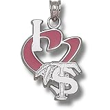 Florida State University I Heart FS Feather 3/4 Enamel Pendant (Silver)