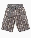 GUESS? Boys Belted Plaid Garrett Shorts