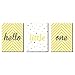 Hello Little One - Yellow and Gray - Baby Girl or Boy Nursery Wall Art and Kids Room Decor - 7.5â€ x 10â€ - Set of 3 Prints