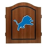 NFL Detroit Lions Solid Pine Cabinet And Bristle Dartboard Set