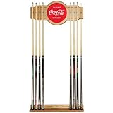 IMAGE OF New Trademark Coke Acrylic 2 Piece Medium Oak Veneered Wood Cue Rack Delicious Refreshing