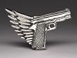 Silver Star "Winged Gun" Chrome Metal Belt Buckle