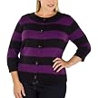 Limited Edition Plus Stripe Cardigan - Purple/Black
