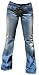 Fornarina Damen Jeans Blau Kaput Geile Destroyed Look Beach Club Designer Optik Rock Star Hose Bootcut Schlagjeans mit G�rtel