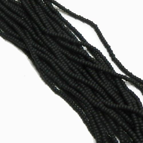 Czech 11/0 Glass Seed Beads (4)(6 String Hanks) Which Is 24 18 Strands Preciosa Jablonex (Opaque Matte Black)