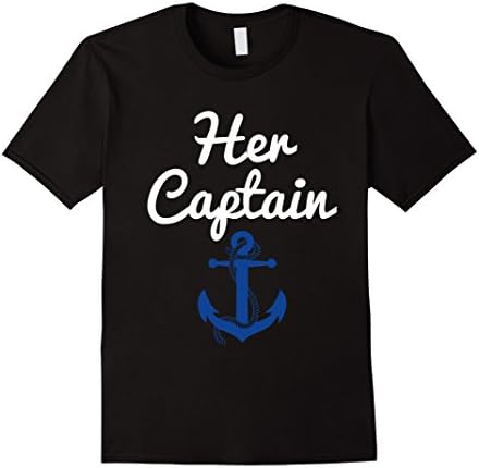 Men's Her Captain T-Shirt | Funny Couples Gift Tee For Him and Her Medium Black