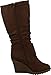 Top Moda Womens Pure-65 Mid Calf Round Toe Slouched Wedge Heel Boots