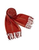 Marina D'Este Ethnic Pattern Fringed Wool Stole Red