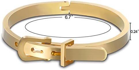 Women's Buckle Bracelet, Smidearing Luxury Titanium Steel Golden Belt Buckle Bracelet