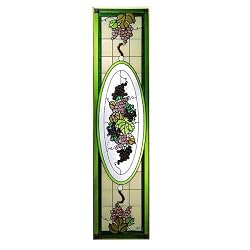 Grapes Victorian Vertical Art Glass Panel Wall Hanging Suncatcher 42 x 10