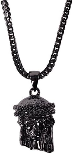 The Gold Gods Jesus Piece Black Rhodium Necklace 28"