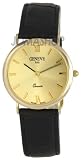 Geneve Champagne Dial 14kt Gold Black Leather Strap Ladies Watch OG-712