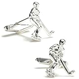 Hockey Player "Ravi Ratan Collection" Sterling Silver Executive Cufflinks w/ Jewelry Box