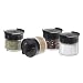 Oggi 4-Piece Glass Spice Jar Set, with Black Flip Top Lids