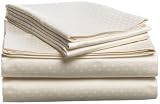 Premier Swiss Dot 600-Thread-Count 100% Cotton Sateen Queen Sheet Set, Cream