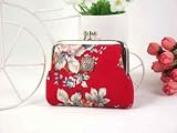 Beautiful Anna Sui Vintage Floral Victorian Style Double Pockets Coin Purse Mini Bag Wallet Wedding Birthday Holiday Gift Red