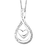 Sterling Silver "Live That You May Learn To Love. Love That You May Learn To Live. No Other Lesson Is Required" Heart Pendant, 18"
