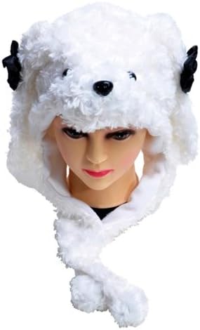 New Animal Fleece Hats - White Puppy HATCW111286