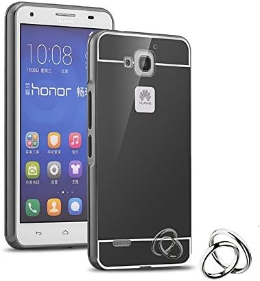 TYDEUS Luxury Metal Aluminum Bumper for Huawei Honor 3X G750 Case Detachable + Mirror Hard Back 2 in 1 Cover Ultra Thin Frame Grey