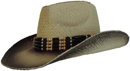 Cowboy Western Hat With Black Stained Edges and Beaded Hatband