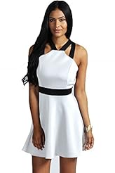 Girls Sexy A-line Cocktail Short   Polyester/Spandex Flared-Skirt Halter Skater Dress/Party Dress  With Ruffles and Pearls