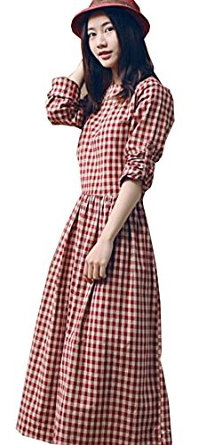 ワンピース ギンガムチェック レトロ チェック 格子 7分袖 カジュアル キュート エレガンス レディース 冬物 春物 可愛いスカーフ付き R726