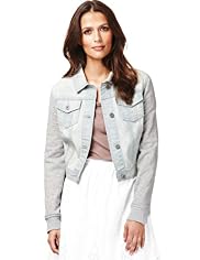 Indigo Collection Classic Collar Cropped Denim Jacket