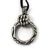 Skeleton Hand Leather Cord Gothic Pendant (Antique Silver)