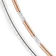 14k Two Tone Rose and White Gold 1.8mm Reversible Textured Omega Chain Necklace - 17"