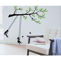 Tree with Kids Swing Wall Sticker Decal for Baby Nursery Kids Room
