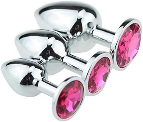 Marfer 3 Pcs Suppository Gem Stimulation Jeweled Butt Plug Personal Massager Toys for Biginners (Pink)