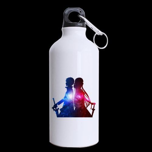 Japan Anime Cartoon Sword Art Online Kirito and Asuna Outer Space Custom Travel Mug Sport Bottle Cup 13.5 OZ Office Home Cup (Printed on two sides)