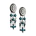 Dangle Clip Sterling Silver Concha with Blue Turquoise Earrings